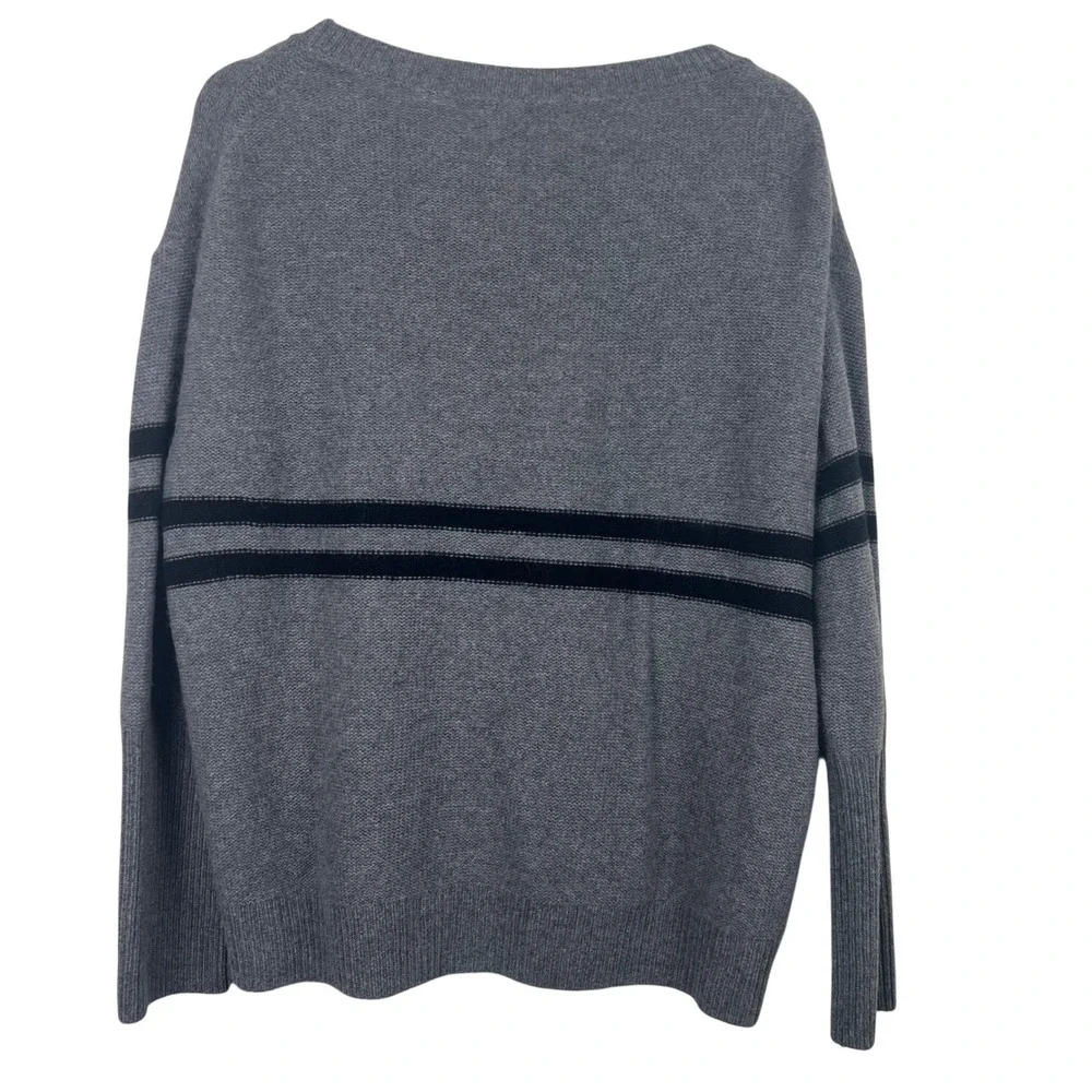 NakedCashmere Grey‎ 100% Cashmere Striped Crewneck Sweater N20171 Mens Medium
